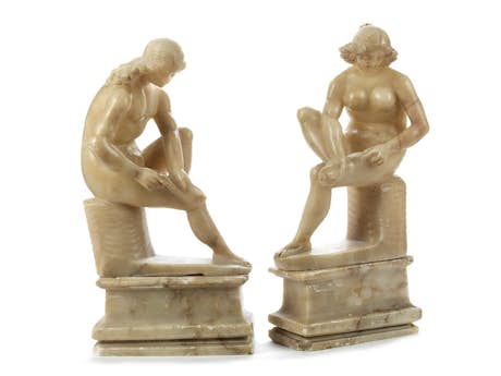 Paar Dornauszieher-Alabasterfiguren
